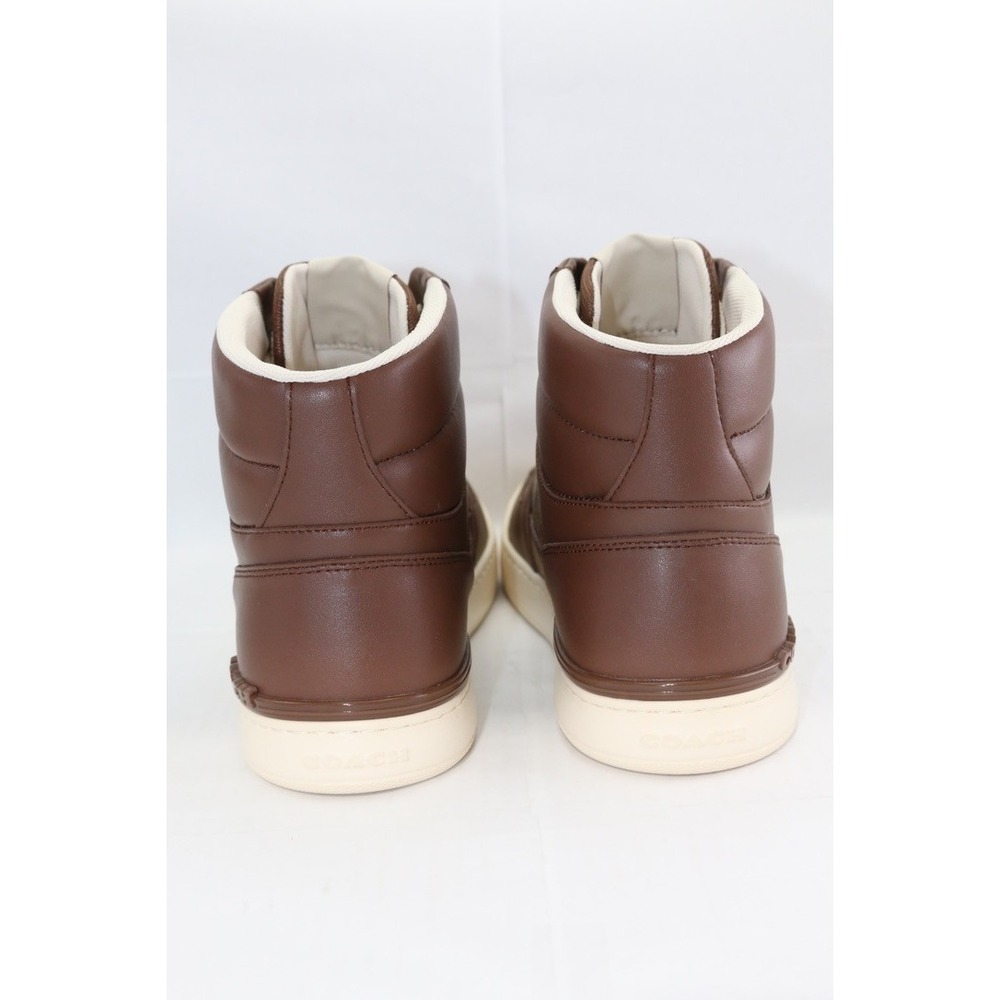 COACH CC736 Mens Clip Court High Top Sneaker In Signature Canvas Saddle Sz 12 - Picture 5 of 16